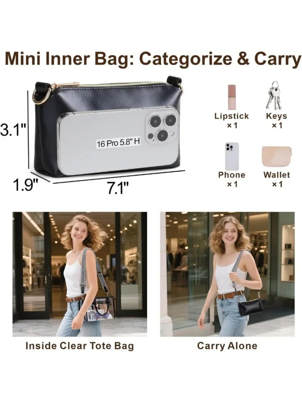Clear Tote Bag for Women - Stadium Approved Small Purse, Stylish & Versatile